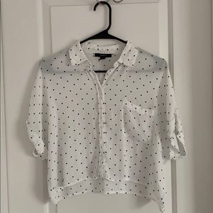 Semi-sheer Front Pocket Cropped Button-Up